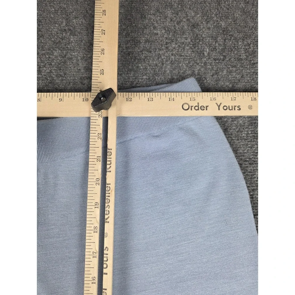 Eileen Fisher Stretch Silk Blend Tussah Straight Leg Pants Size Medium Blue - Picture 4 of 9